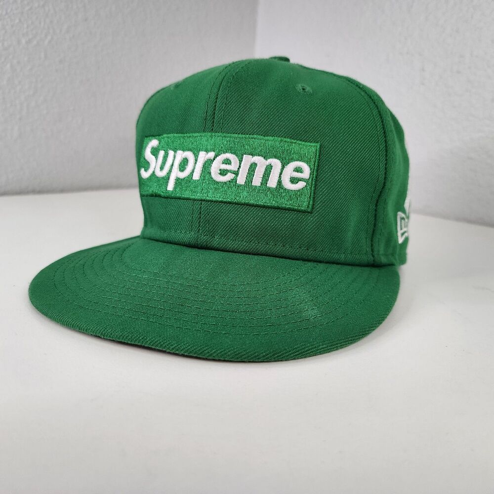 Supreme New Era NY Yankees Box Logo FW21 Green Fitted Cap Hat Size 7 3/8 Rare